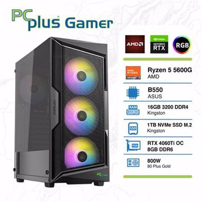 Fotografija izdelka PCPLUS Gamer Ryzen 5 5600G 16GB 1TB NVMe SSD GeForce RTX 4060 Ti 8GB RGB gaming DOS