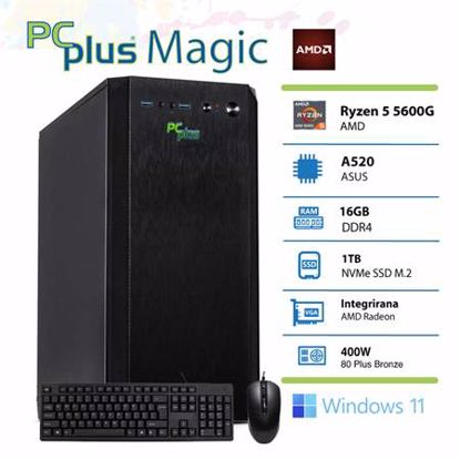 Fotografija izdelka PCPLUS Magic AMD Ryzen 5 5600G 16GB 1TB NVMe SSD Windows 11 Home miška in tipkovnica W11