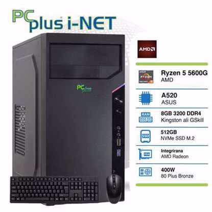Fotografija izdelka PCPLUS i-NET Ryzen 5 5600G 8GB 512GB NVMe M.2 SSD miška tipkovnica W10