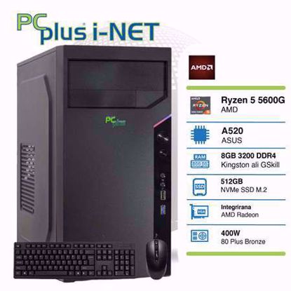 Fotografija izdelka PCPLUS i-NET Ryzen 5 5600G 8GB 512GB NVMe M.2 SSD miška tipkovnica W10PRO