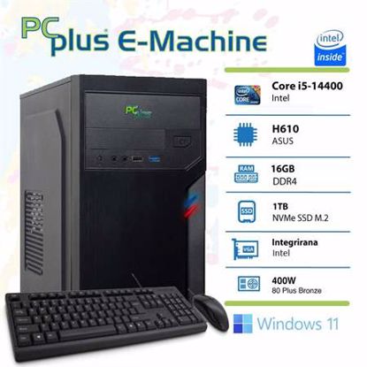 Fotografija izdelka PCPLUS E-machine i5-14400 16GB 1TB NVMe SSD Windows 11 Home tipkovnica miška namizni računalnik