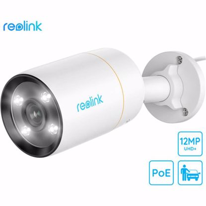 Fotografija izdelka Reolink RLC-1212A IP kamera, PoE, 12MP UHD+, IR nočno snemanje, LED reflektor, aplikacija, IP66 vodoodpornost, dvosmerna komunikacija, bela