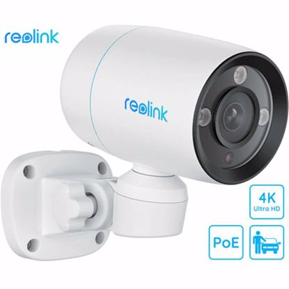 Fotografija izdelka Reolink RLC-81PA IP kamera, 4K Ultra HD, PoE, 180° vrtenje, IR nočno snemanje, LED reflektor, aplikacija, IP67 vodoodpornost, dvosmerna komunikacija, bela