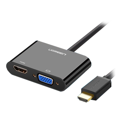 Fotografija izdelka Ugreen HDMI na VGA+HDMI adapter črn - box