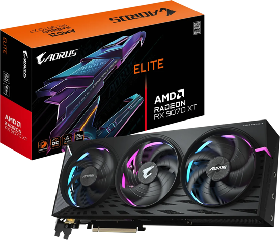 Fotografija izdelka Grafična kartica GIGABYTE Aorus Radeon RX 9070 XT ELITE 16G, 16GB GDDR6, PCI-E 5.0