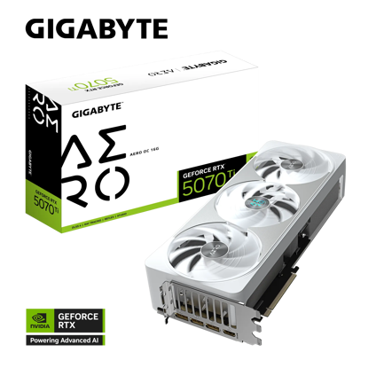 Fotografija izdelka Grafična kartica GIGABYTE GeForce RTX 5070 Ti AERO OC 16G, 16GB GDDR7, PCI-E 5.0