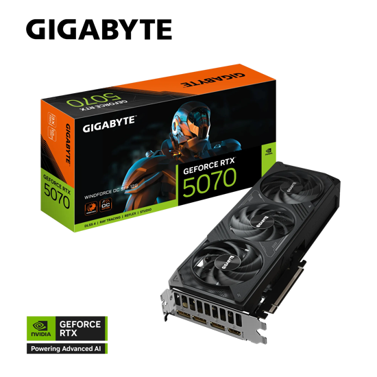 Fotografija izdelka Grafična kartica GIGABYTE AORUS GeForce RTX 5070 WINDFORCE OC SFF 12G, 12GB GDDR7, PCI-E 5.0
