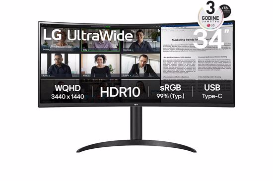 Fotografija izdelka Monitor LG 34 34WR55QK-B UltraWide ukrivljen, VA, 3440x1440, 2x HDMI, DP, USB C