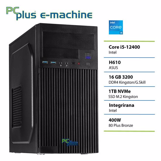 Fotografija izdelka PCPLUS e-machine i5-12400 16GB 1TB namizni računalnik