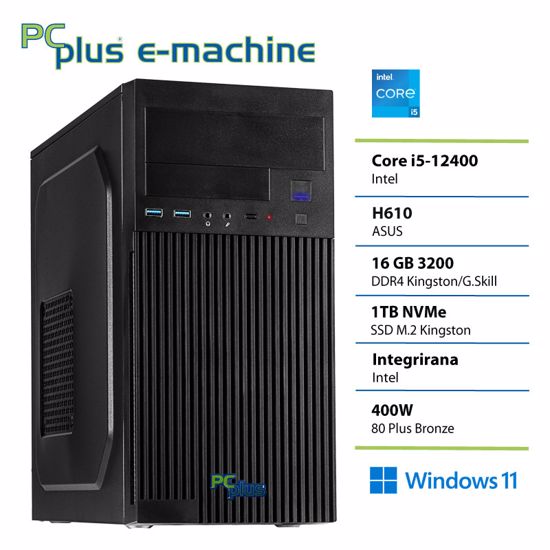 Fotografija izdelka PCPLUS e-machine i5-12400 16GB 1TB Windows 11 Home namizni računalnik