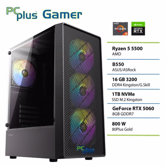 Fotografija izdelka PCPLUS Gamer Ryzen 5 5500 16GB 1TB GeForce RTX 5060 8GB DOS gaming namizni računalnik