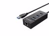 Fotografija izdelka Priključna postaja USB 3.0, 3x USB-A, RJ45 Ethernet, črna, ORICO HR01-U3