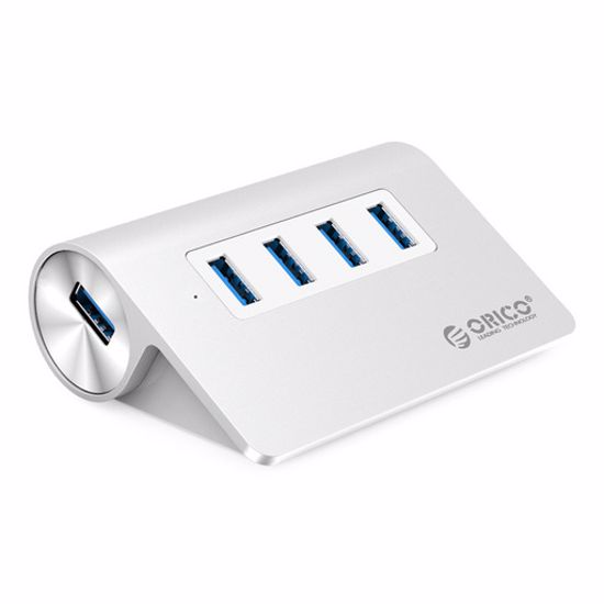 Fotografija izdelka USB hub s 4 vhodi, USB 3.0, brušen aluminij, ORICO M3H4-V1-SV