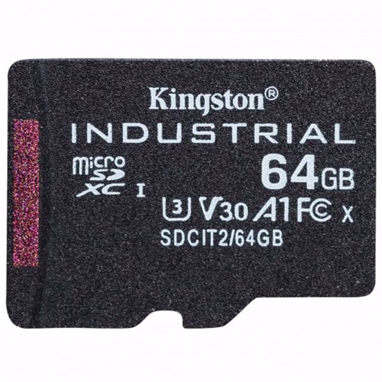 Fotografija izdelka KINGSTON Industrial microSD (SDXC) 64GB Class 10 UHS-I U3 (SDCIT2/64GB) spominska kartica