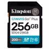 Fotografija izdelka KINGSTON Canvas Go! Plus SD 256GB Class 10 UHS-I U3 V30 (SDG4/256GB) spominska kartica