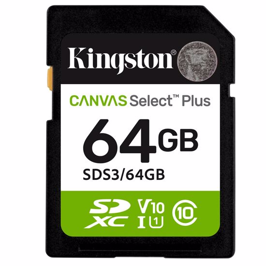 Fotografija izdelka KINGSTON Canvas Select Plus SD 64GB Class10 UHS-I (SDS3/64GB) spominska kartica
