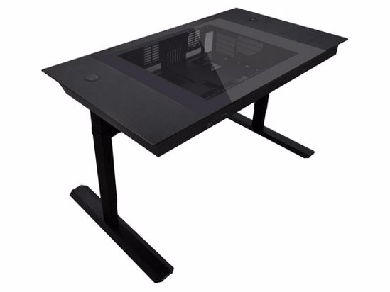 Fotografija izdelka Miza z ohišjem Lian Li DK-07, eno/dvosistemska, dvižna, črna