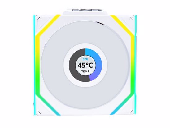 Fotografija izdelka Ventilator za ohišje Lian Li UNI FAN SL Wireless LCD 120 ARGB PWM 120mm, bel