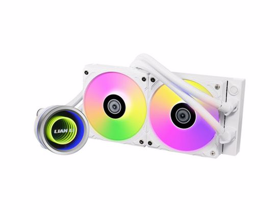 Fotografija izdelka Komplet za tekočinsko hlajenje AIO Liquid Cooler Lian Li GALAHAD II Trinity 240, ARGB, bel