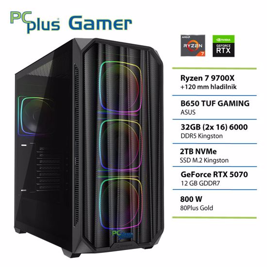 Fotografija izdelka PCPLUS Gamer Ryzen 7 9700X 32GB 2TB SSD RTX 5070 12GB gaming namizni računalnik