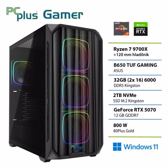Fotografija izdelka PCPLUS Gamer Ryzen 7 9700X 32GB 2TB SSD RTX 5070 12GB Windows 11 Home gaming namizni računalnik