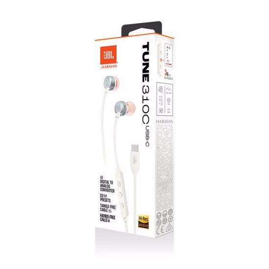 Fotografija izdelka JBL USB-C žične slušalke Tune 310C, bele