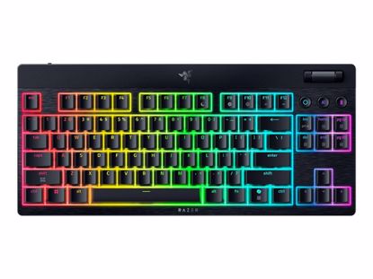 Fotografija izdelka Tipkovnica Razer BlackWidow V4 Low-profile Tenkeyless HyperSpeed, Zelena stikala, US SLO g.