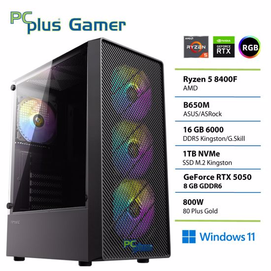 Fotografija izdelka PCPLUS Gamer Ryzen 5 8400F 16GB 1TB RTX 5050 8GB Windows 11 Home gaming namizni računalnik