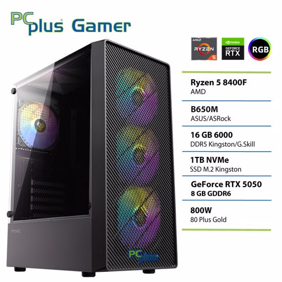 Fotografija izdelka PCPLUS Gamer Ryzen 5 8400F 16GB 1TB RTX 5050 8GB gaming namizni računalnik