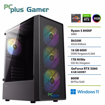 Fotografija izdelka PCPLUS Gamer Ryzen 5 8400F 16GB 1TB RTX 5060 8GB Windows 11 Home gaming namizni računalnik
