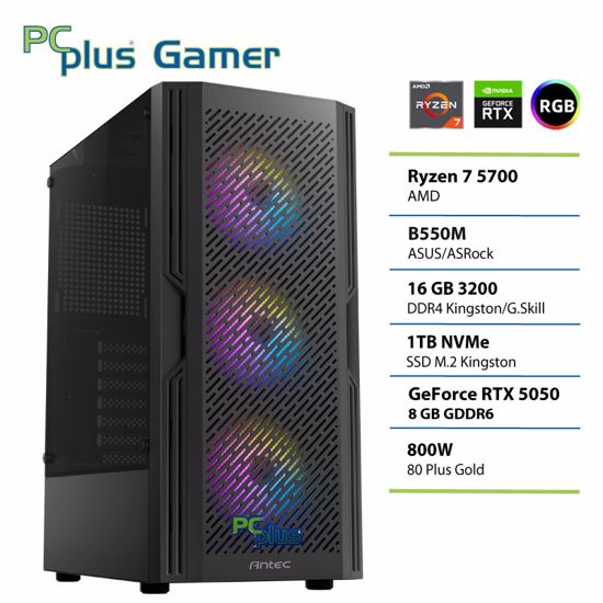 Fotografija izdelka PCPLUS Gamer Ryzen 7 5700 16GB 1TB SSD RTX 5050 8GB gaming namizni računalnik