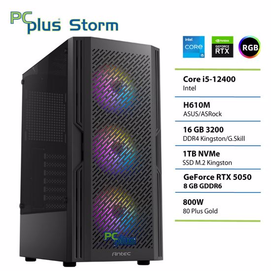 Fotografija izdelka PCPLUS Storm Core i5 12400F 16GB 1TB SSD RTX 5050 8GB gaming namizni računalnik
