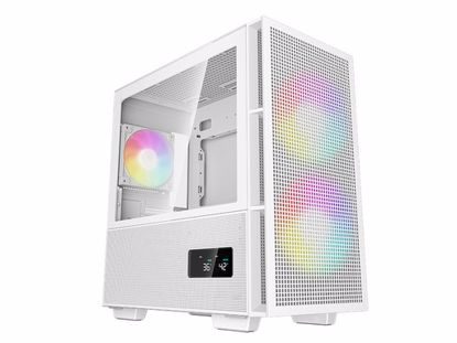 Fotografija izdelka Računalniško ohišje DeepCool CH360 Digital, Micro-ATX, ARGB, LCD, kaljeno steklo, belo