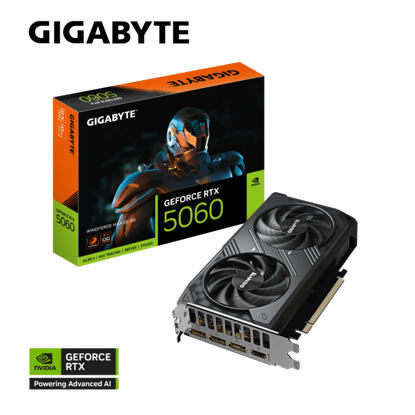 Fotografija izdelka Grafična kartica GIGABYTE GeForce RTX 5060 Windforce MAX OC 8G, 8GB GDDR7, PCI-E 5.0