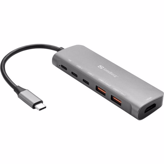 Fotografija izdelka Sandberg USB-C Dock HDMI + 2xUSB-A + 2xUSB-C + PD 100W priklopna postaja