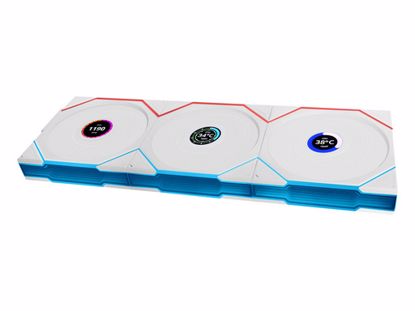 Fotografija izdelka Ventilator za ohišje Lian Li UNI FAN TL Wireless LCD 120 Reverse Blade ARGB PWM 120mm, 3 Pack + Kontroler, bel