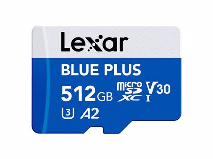 Fotografija izdelka Spominska kartica Lexar BLUE PLUS, Micro SDXC, 512GB, 170MB/s, U3, V30, A2, UHS-I, z adapterjem