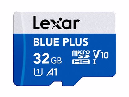 Fotografija izdelka Spominska kartica Lexar BLUE PLUS, Micro SDHC, 32GB, 100MB/s, U1, V10, A1, UHS-I, z adapterjem