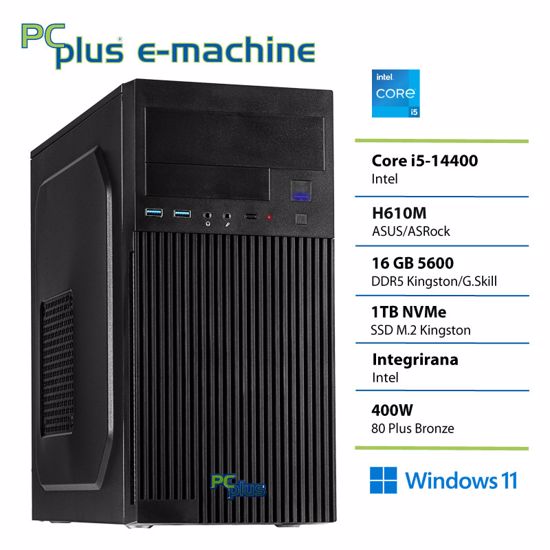 Fotografija izdelka PCPLUS e-machine i5 14400 16GB DDR5 1TB SSD Windows 11 Home namizni računalnik