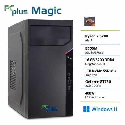 Fotografija izdelka PCPLUS Magic Ryzen 7 5700 16GB 1TB SSD GT730 Windows 11 Pro namizni računalnik