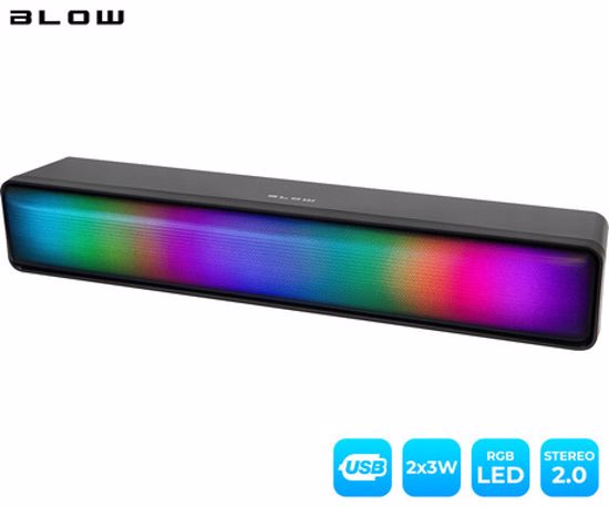 Fotografija izdelka BLOW MS-31 Adrenaline računalniški zvočnik / soundbar, 2.0 STEREO, USB, RGB LED osvetlitev, črn
