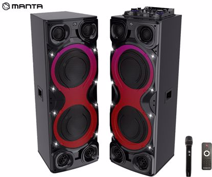 Fotografija izdelka MANTA SPK1204X800D MINOS PRO zvočni KARAOKE sistem, STEREO zvok, Bluetooth, Equalizer, X-Bass, RGB LED osvetlitev, USB / microSD / AUX / MIC-in, +mikrofon, +daljinec, črn