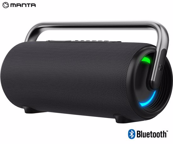 Fotografija izdelka MANTA SPK530 ATLAS prenosni Boombox zvočnik, Bluetooth 5.3, 200W, TWS / Multi Link, polnilna baterija, RGB LED osvetlitev, IPX6 vodoodpornost, USB / AUX, Google Assistant / Siri, črn (Phantom Black)