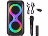 Fotografija izdelka MANTA SPK0401B100 ERIS prenosni KARAOKE zvočnik, Bluetooth 5.3, 100W, X-BASS, polnilna baterija, RGB LED osvetlitev, USB / microSD / AUX / MIC-in, +mikrofon, +daljinec, črn