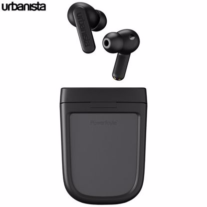 Fotografija izdelka URBANISTA PHOENIX brezžične SOLARNE slušalke, Bluetooth® 5.2, TWS, solarno polnjenje, upravljanje na dotik, IPX4 vodoodpornost, USB Type-C, črne (Midnight Black)