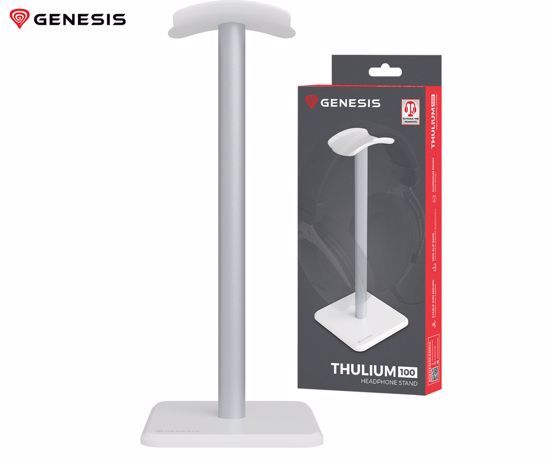 Fotografija izdelka GENESIS THULIUM 100 stojalo za slušalke, protizdrsna podlaga, kovina, 245x100x100mm, belo (Howlite White)
