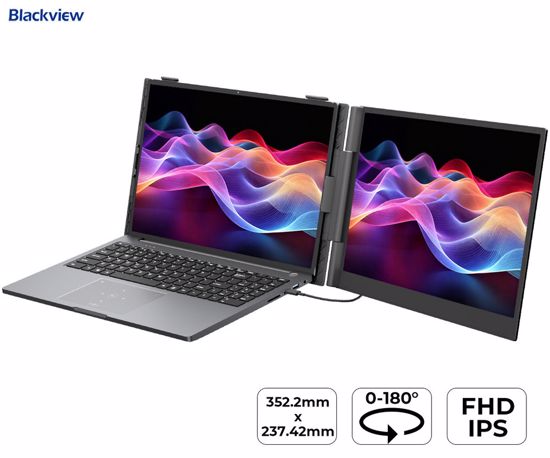 Fotografija izdelka Blackview SCM8 zaslon / monitor za prenosnik, 39cm (15.3"), Full HD, 60Hz, IPS, 300nit, 100% sRGB, HDMI / USB-C, univerzalna združljivost, 180° nastavljiv kot, Quick-Fit montaža, Low Blue Light
