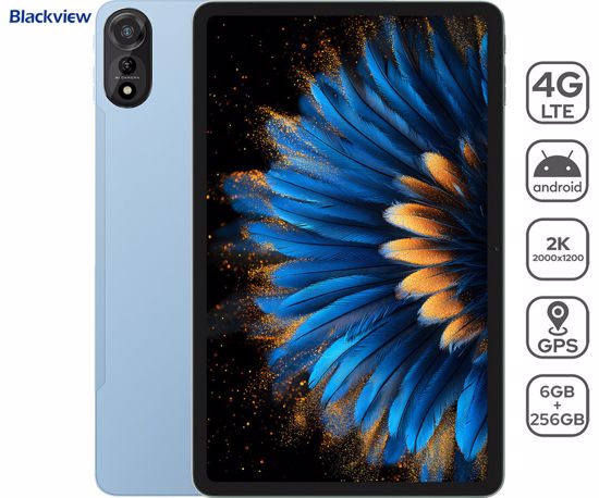 Fotografija izdelka Blackview MEGA 2 tablični računalnik, 12", 4G LTE, 6GB+256GB, IPS 2K, Android, 9000mAh, WIFI 5, Bluetooth, Dual SIM, GPS, AI, stereo zvočniki, +ovitek, +dodatki, moder (Ice Blue)