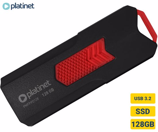 Fotografija izdelka PLATINET PMFPPD128+ prenosni SSD disk, 128GB, USB 3.2 Gen2, 400MB/s, HYPERSPEED, najhitrejši in najmanjši na svetu