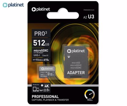 Fotografija izdelka PLATINET PMMSDX512UIII microSD kartica, 512GB, 90MB/s, class10, UHS-I, +adapter